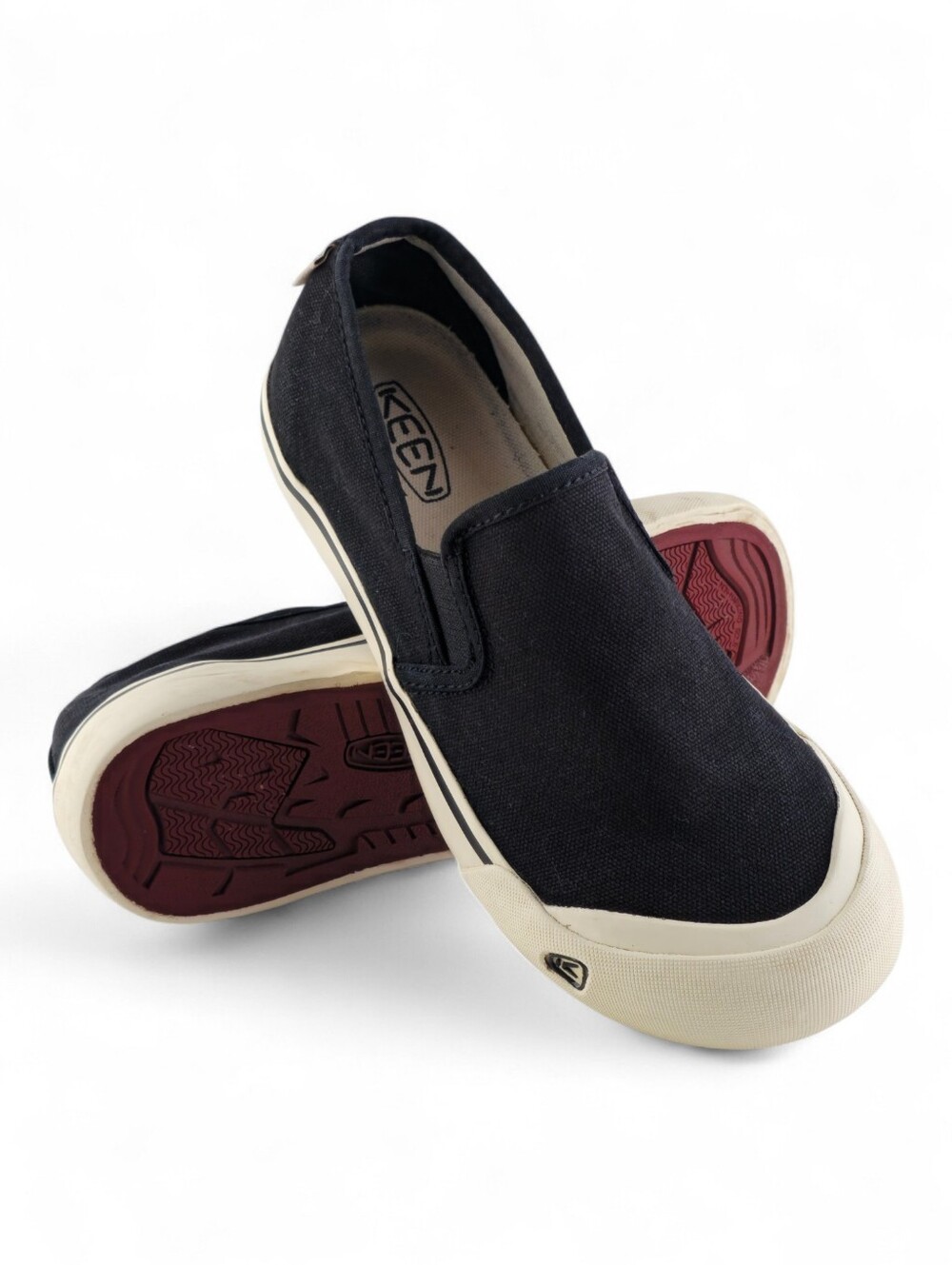 KEEN Men's Black Canvas Slip On Sneakers Reinforced Toe 8 - Picture 2 of 16